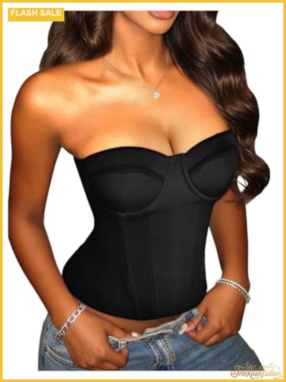 Women's Strapless Lace Up Back Corset Top Stretch Polyester Clubwear Going Out